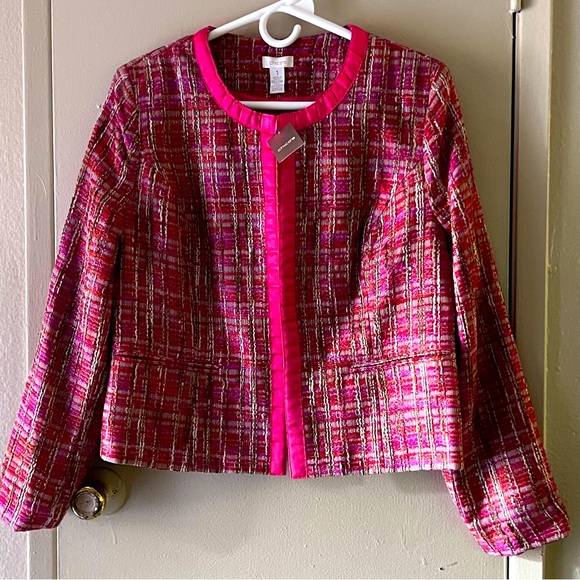 🌼FOR BUNDLE ONLY🌼Chicos Tweed Jacket Ribbon Trim - Picture 2 of 12